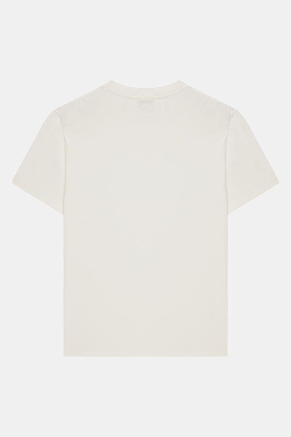 Relax Fit White Crew Neck Printed Men's T-Shirt 2