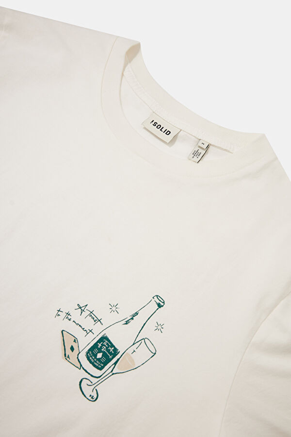 Relax Fit White Crew Neck Printed Men's T-Shirt 3