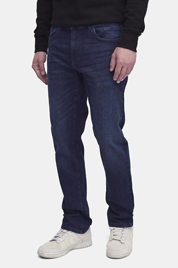 Koyu Lacivert Slim Fit Pamuk Elastan Erkek Jean Pantolon 2