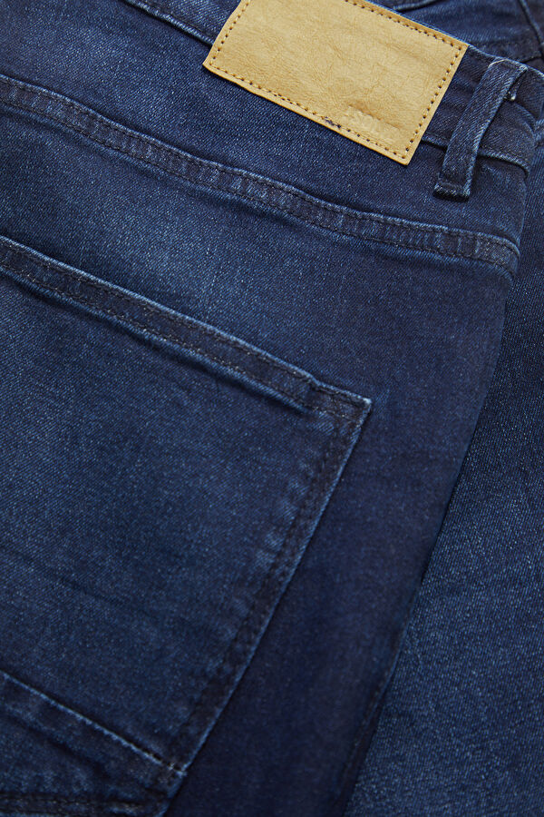 Koyu Lacivert Slim Fit Pamuk Elastan Erkek Jean Pantolon 7