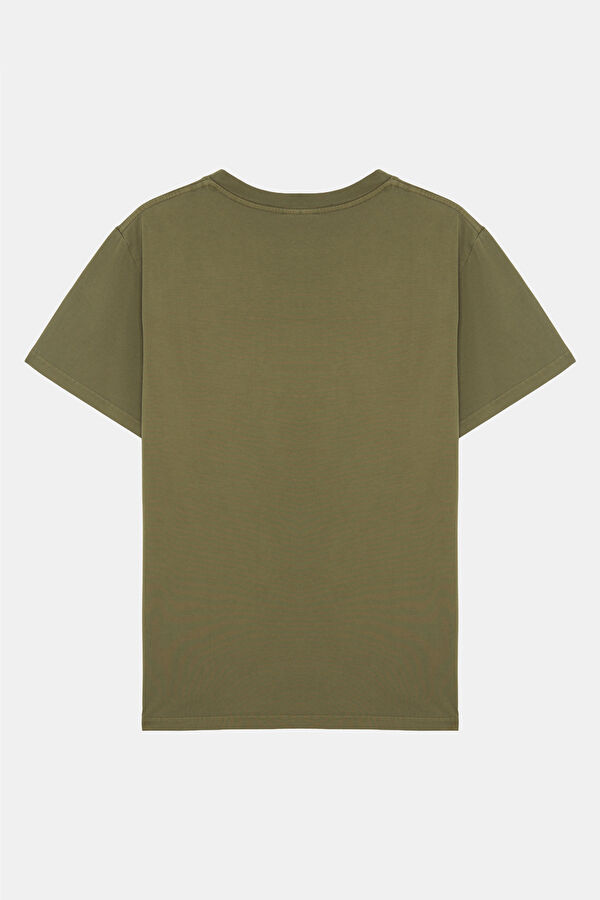 Relax Fit Khaki Crew Neck Printed Men's T-Shirt 2