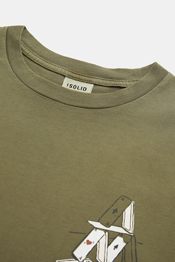 Relax Fit Khaki Crew Neck Printed Men's T-Shirt 3