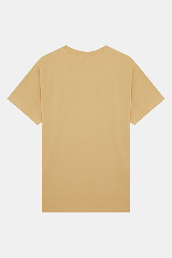 Relaxed Fit Beige Crew Neck Printed Men's T-Shirt 2