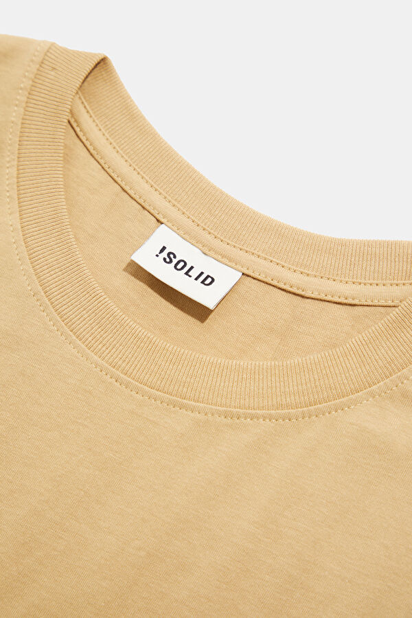 Relaxed Fit Beige Crew Neck Printed Men's T-Shirt 3