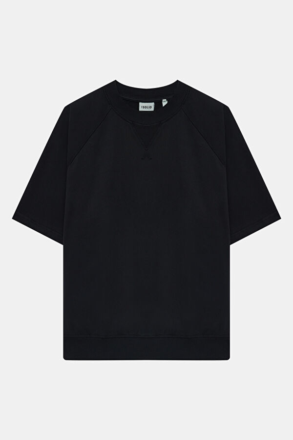 Siyah Relax Kalıp Polo Yaka Erkek Sweatshirt