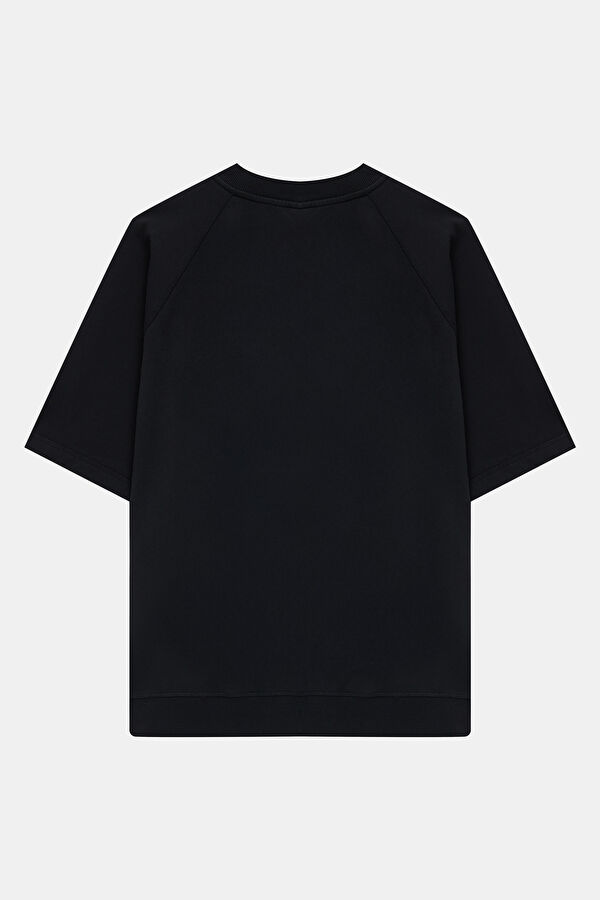 Siyah Relax Kalıp Polo Yaka Erkek Sweatshirt 2