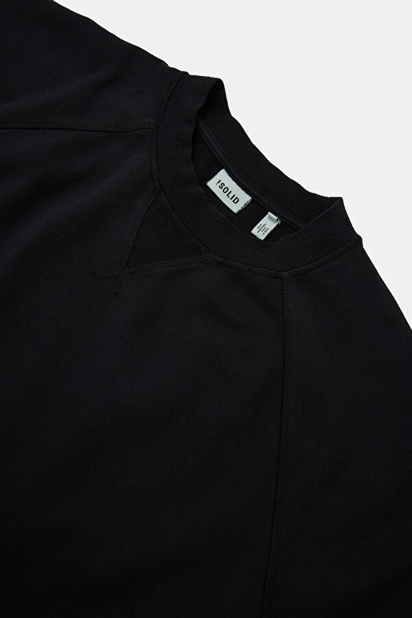 Siyah Relax Kalıp Polo Yaka Erkek Sweatshirt 3