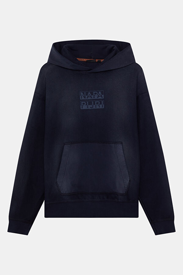 Lacivert Relax Kalıp Kapuşonlu Erkek Sweatshirt