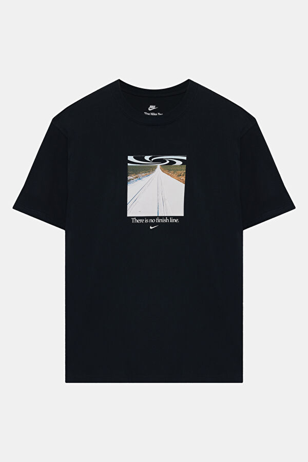 Relaxed Fit Black Crew Neck Printed Men's T-Shirt