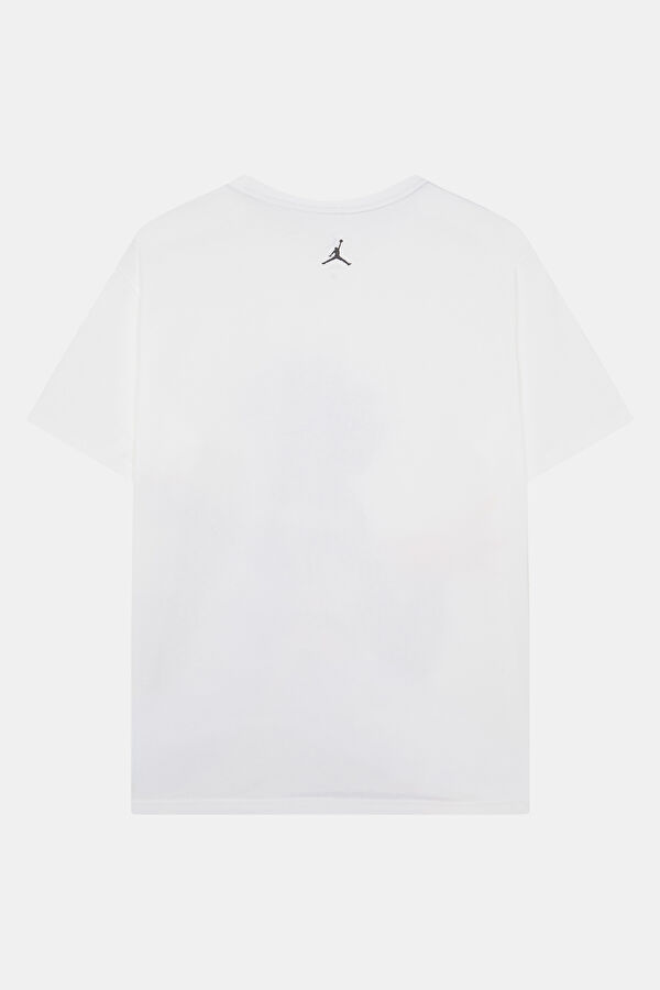 Relax Kalıp Beyaz Bisiklet Yaka Baskılı Erkek T-Shirt 2