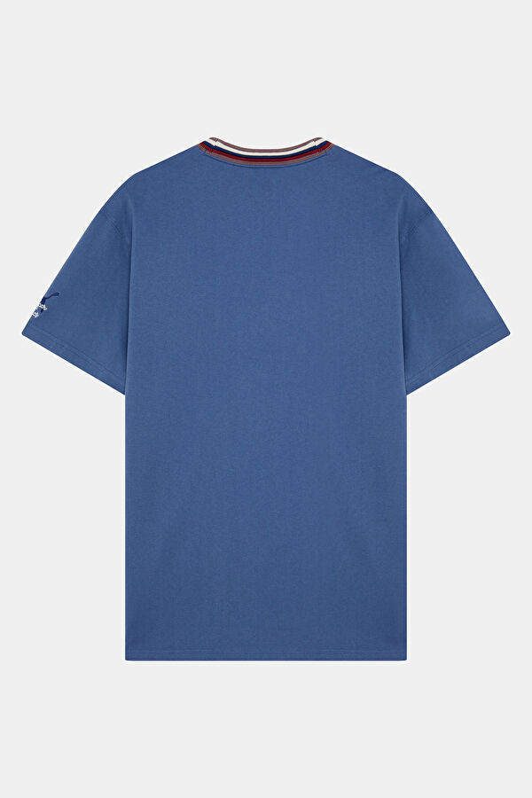 X KidSuper Relax Kalıp Mavi Bisiklet Yaka Baskılı Erkek T-Shirt 2