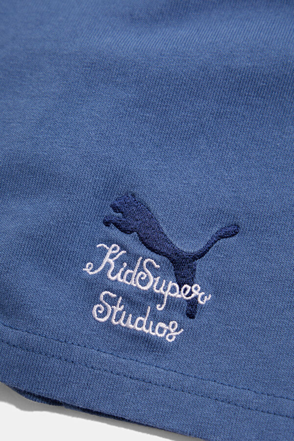 X KidSuper Relax Kalıp Mavi Bisiklet Yaka Baskılı Erkek T-Shirt 5