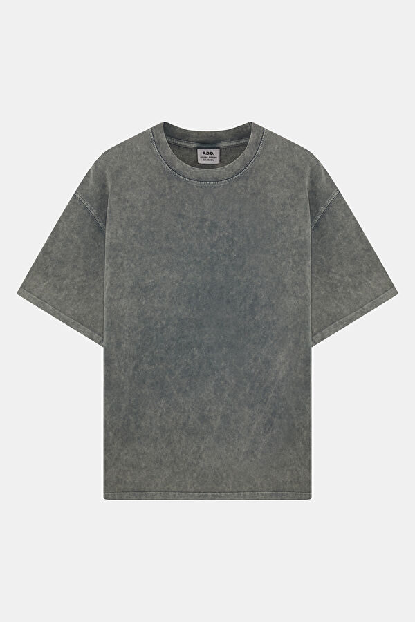 Relax Kalıp Antrasit Bisiklet Yaka Erkek T-Shirt