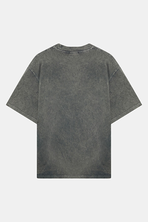 Relax Kalıp Antrasit Bisiklet Yaka Erkek T-Shirt 2