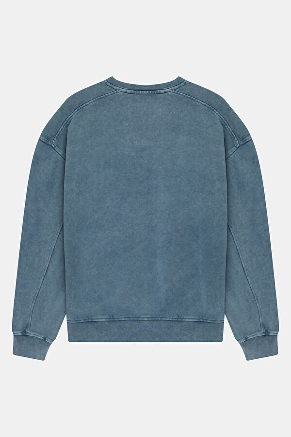 Mavi Relax Kalıp Bisiklet Yaka Erkek Sweatshirt 2