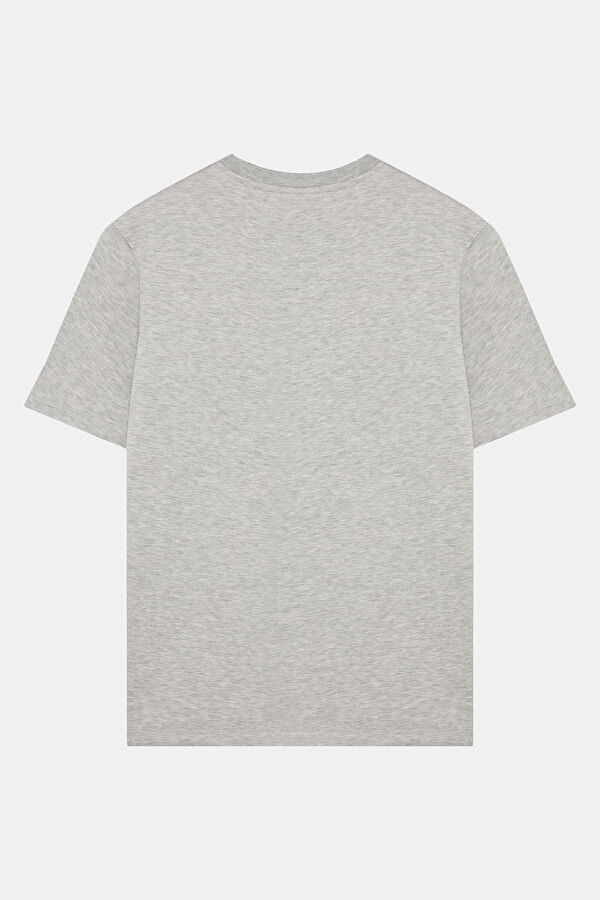 Relax Kalıp Açık Gri Bisiklet Yaka Erkek T-Shirt 2