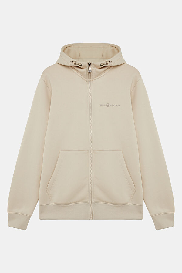 Ekru Relax Kalıp Kapuşonlu Erkek Sweatshirt