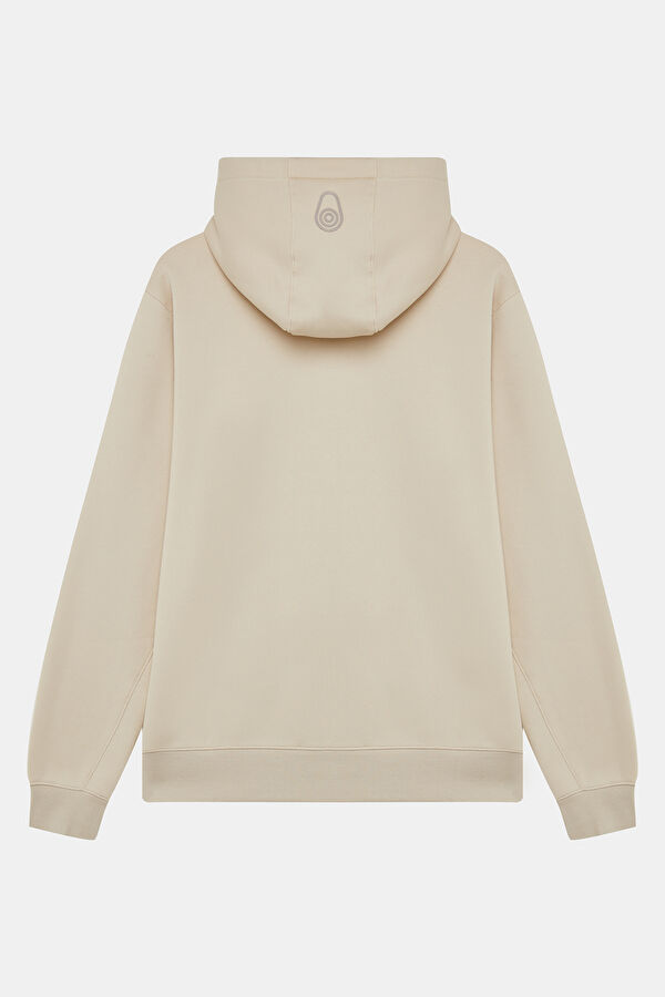 Ekru Relax Kalıp Kapuşonlu Erkek Sweatshirt 2
