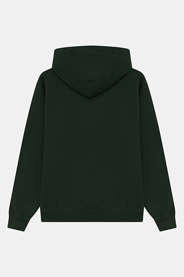 Dark Green Relax Fit Hooded Men's Sweatshirt 2