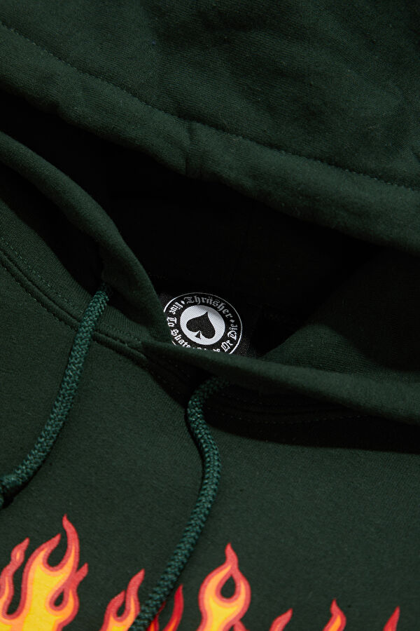 Dark Green Relax Fit Hooded Men's Sweatshirt 4