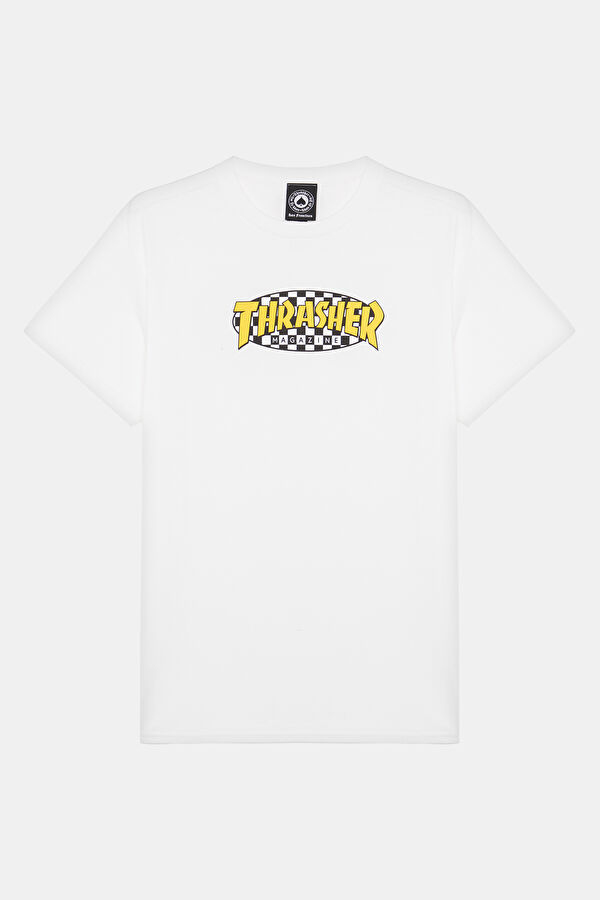 Relax Fit White Crew Neck Printed Men's T-Shirt
