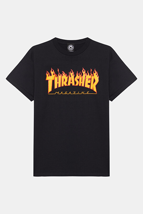 Relaxed Fit Black Crew Neck Printed Men's T-Shirt