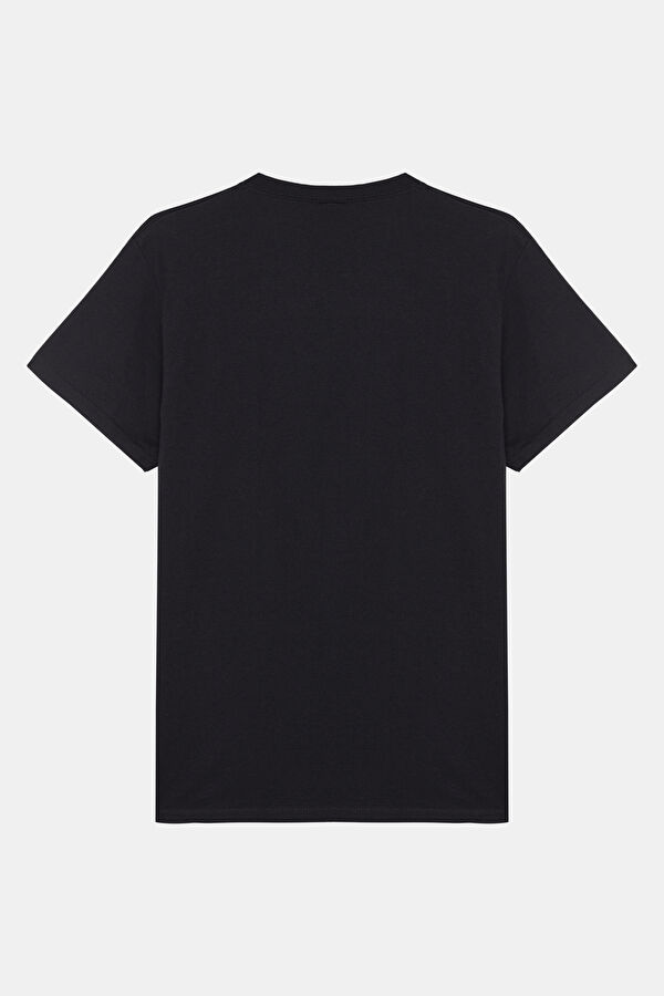 Relaxed Fit Black Crew Neck Printed Men's T-Shirt 2