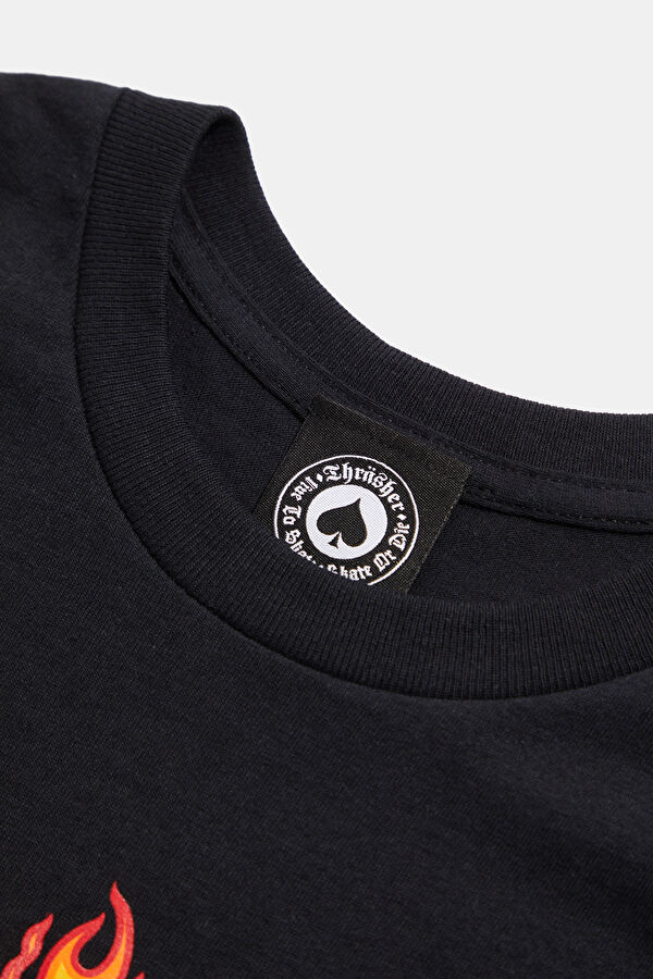 Relaxed Fit Black Crew Neck Printed Men's T-Shirt 3