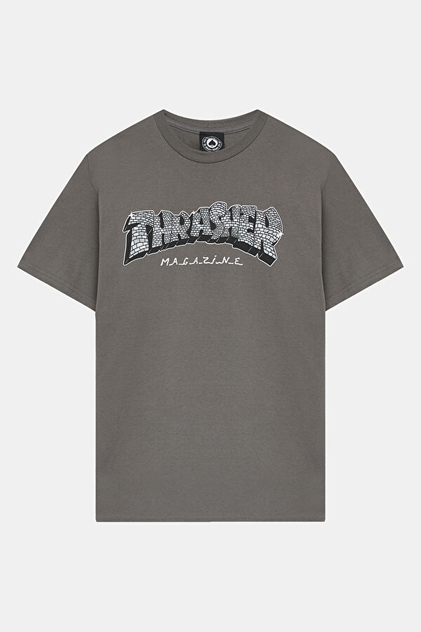 Relax Fit Grey Crew Neck Printed Men's T-Shirt