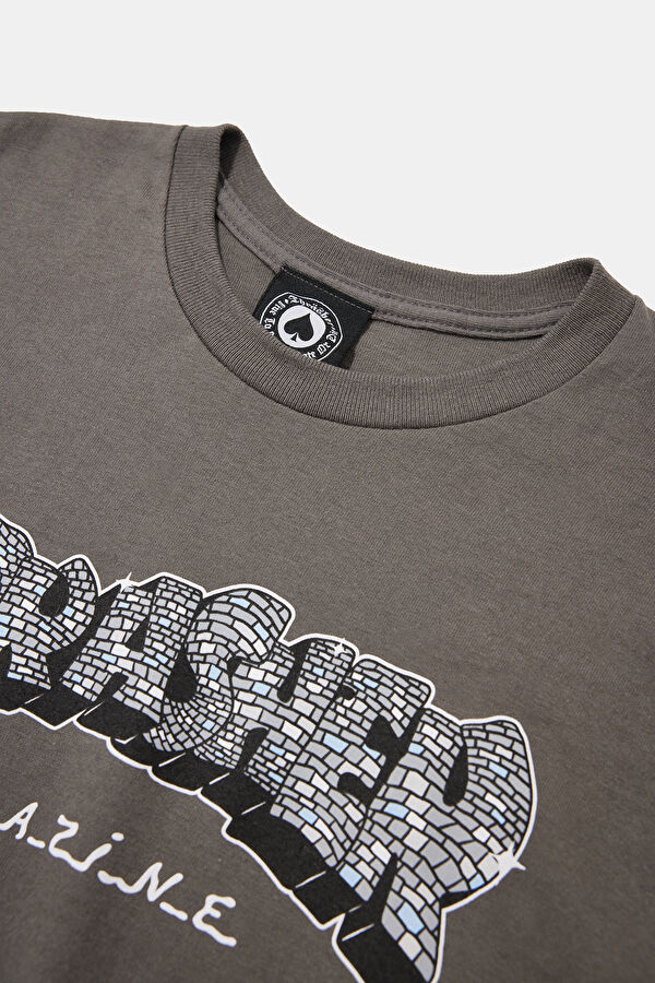 Relax Fit Grey Crew Neck Printed Men's T-Shirt 3