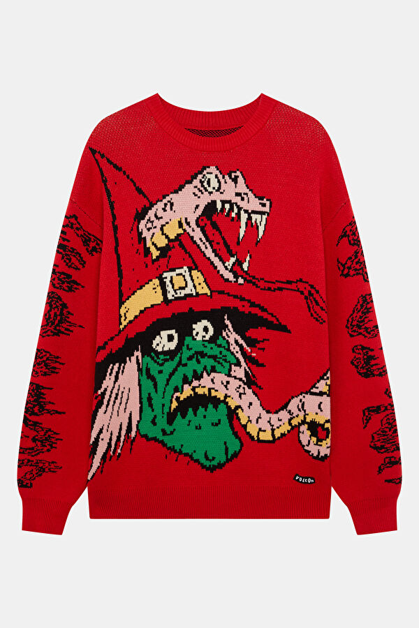 Red Jacquard Men's Sweater