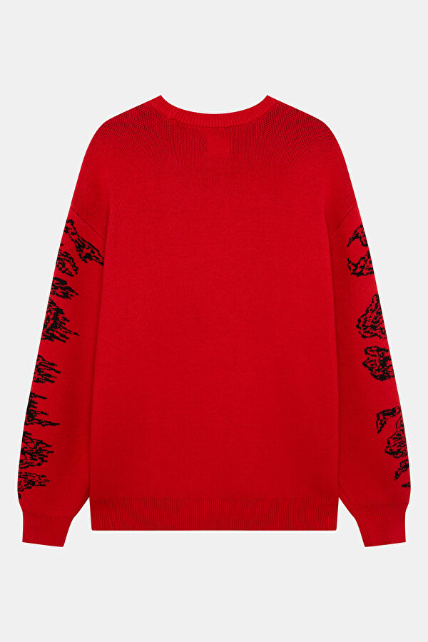 Red Jacquard Men's Sweater 2