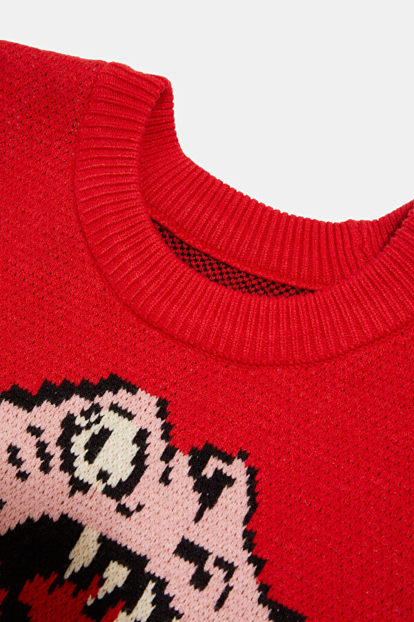 Red Jacquard Men's Sweater 3