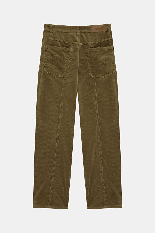 Haki Boru Paça Kadın Pantolon 2