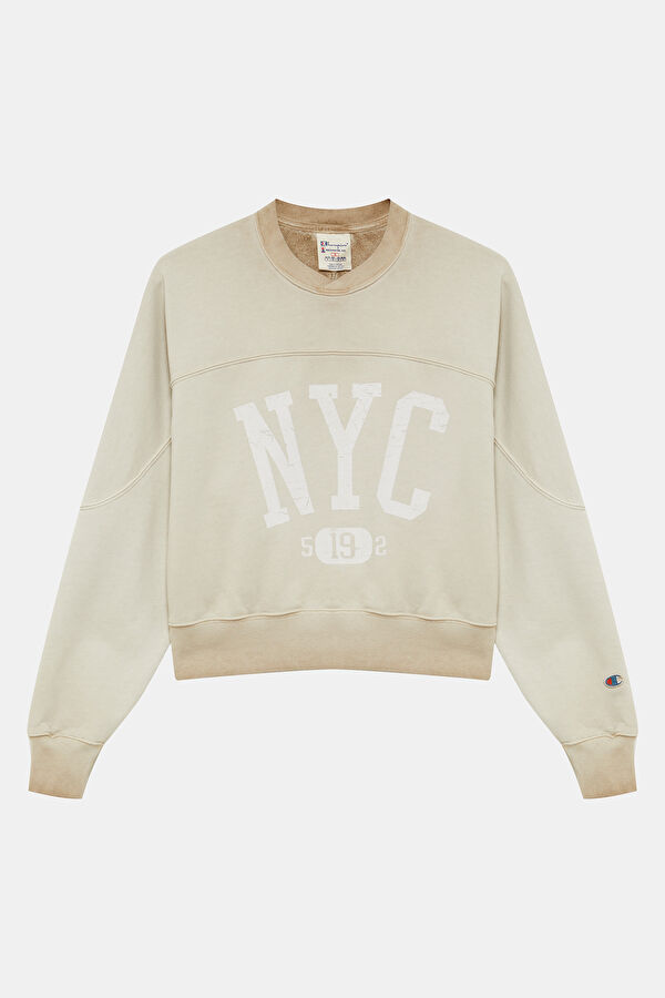 Koyu Bej O Yaka Kadın Sweatshirt