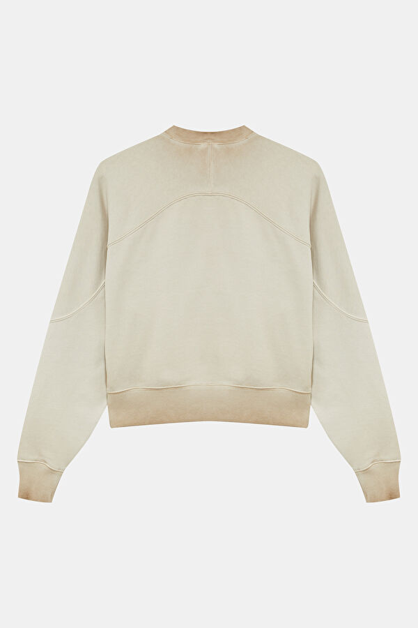 Koyu Bej O Yaka Kadın Sweatshirt 2