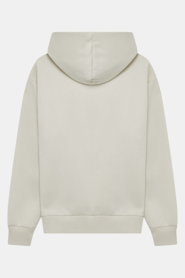 Ekru Kapuşonlu Kadın Sweatshirt 2