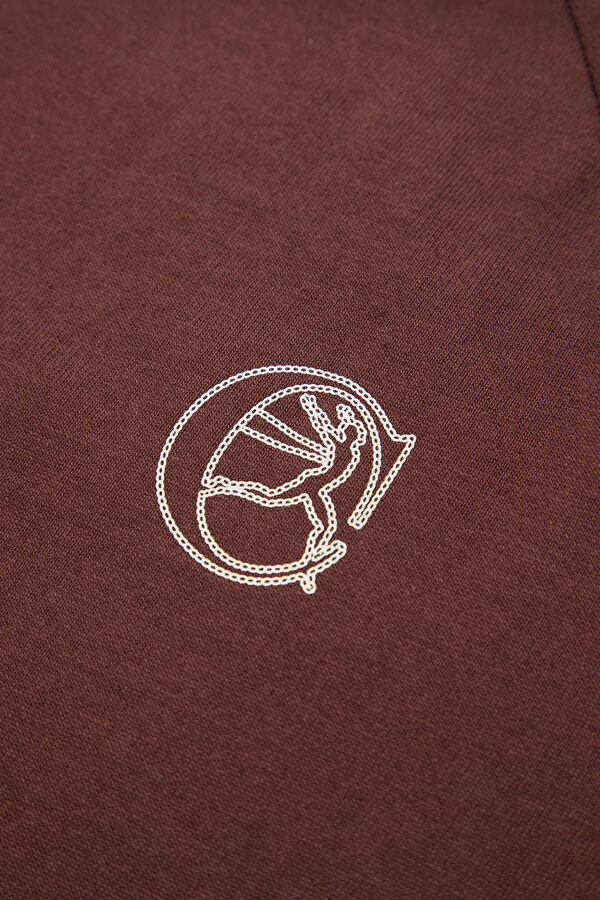 Koyu Kahve Bisiklet Yaka Baskılı Kadın T-Shirt 4