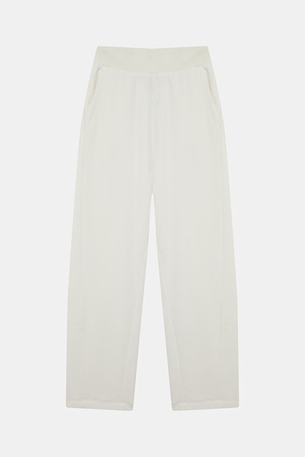 White Wide Leg Sport Women's Pants