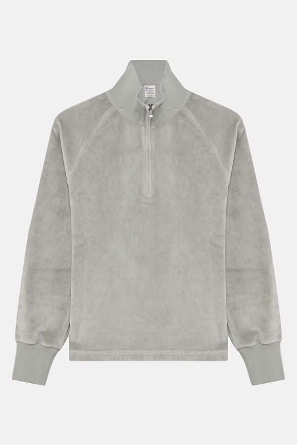 Koyu Gri Dik Yaka Kadın Sweatshirt