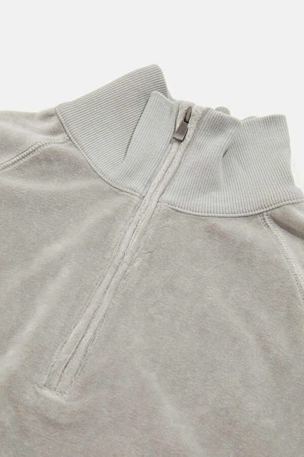 Koyu Gri Dik Yaka Kadın Sweatshirt 3