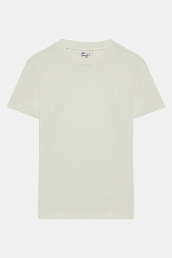 Beyaz Bisiklet Yaka Kadın T-Shirt