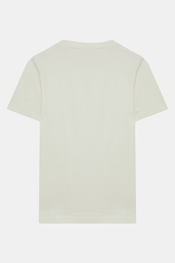 Beyaz Bisiklet Yaka Kadın T-Shirt 2