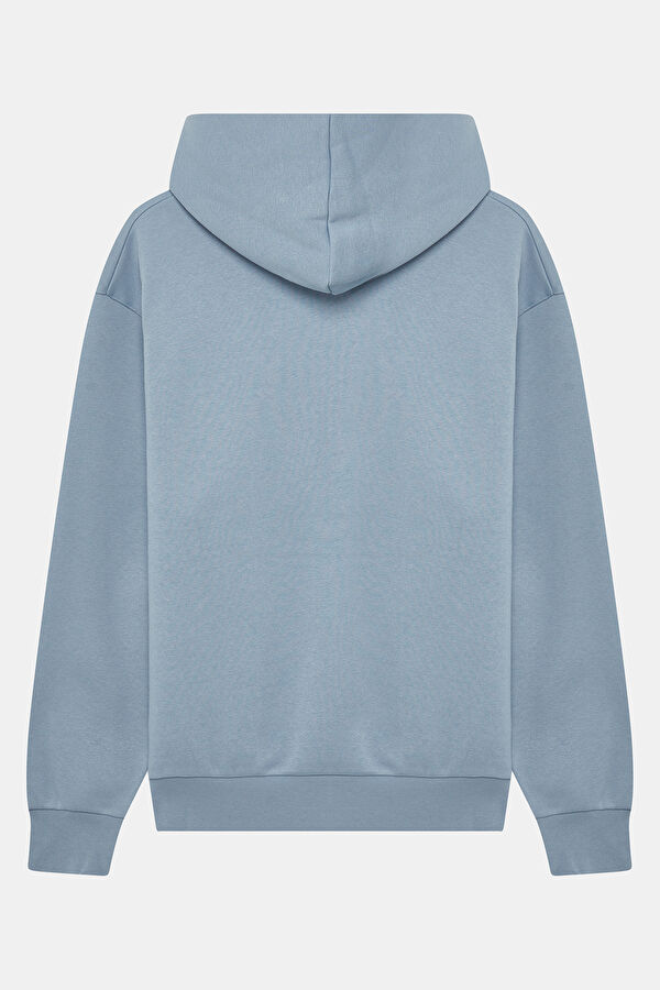 Mavi Kapuşonlu Kadın Sweatshirt 2