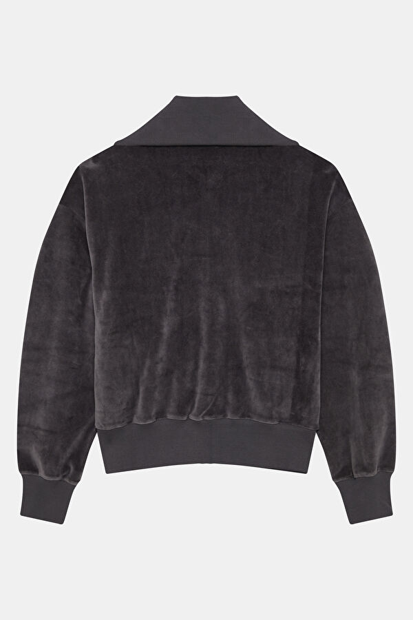Antrasit Dik Yaka Kadın Sweatshirt 2