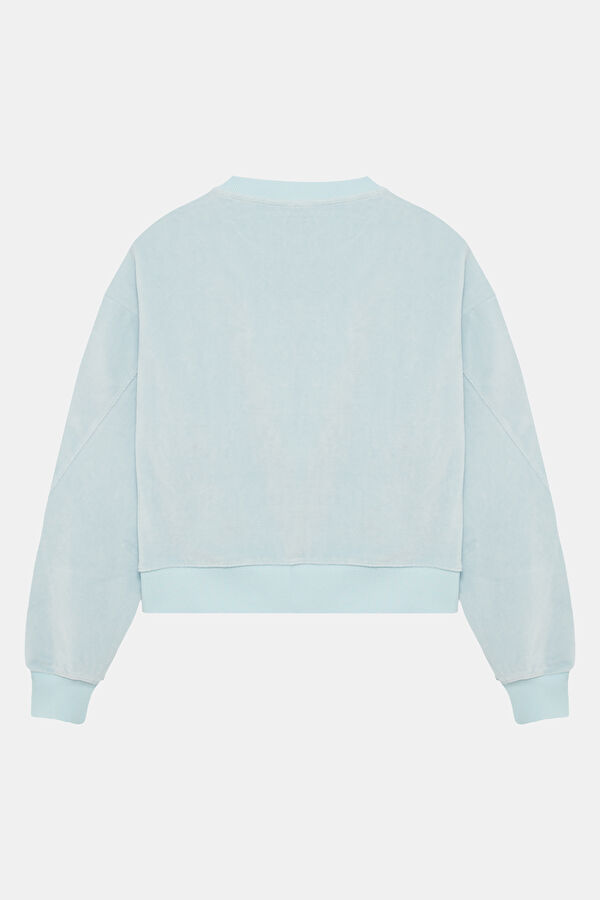 Açık Mavi O Yaka Kadın Sweatshirt 2