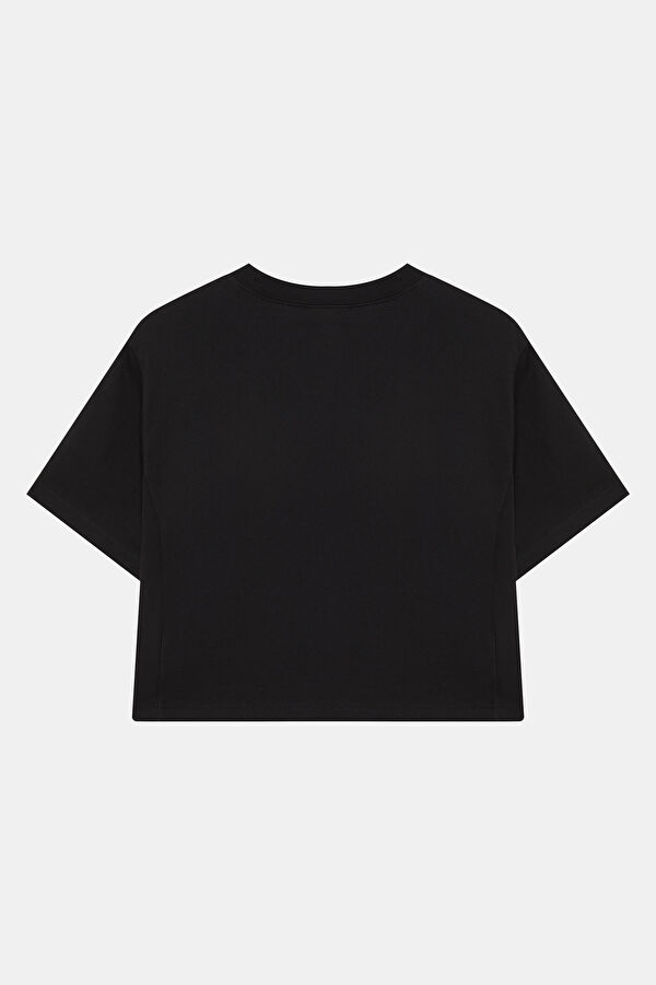 Siyah Bisiklet Yaka Kadın T-Shirt 2