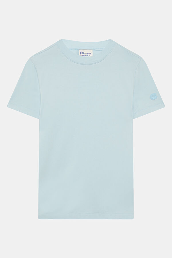 Açık Mavi Bisiklet Yaka Kadın T-Shirt