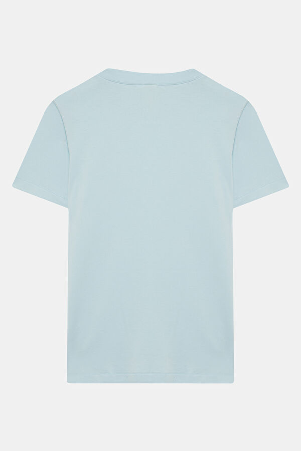 Açık Mavi Bisiklet Yaka Kadın T-Shirt 2