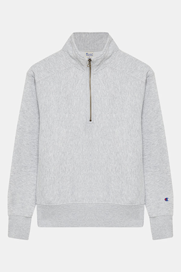 Gri Melanj Dik Yaka Kadın Sweatshirt